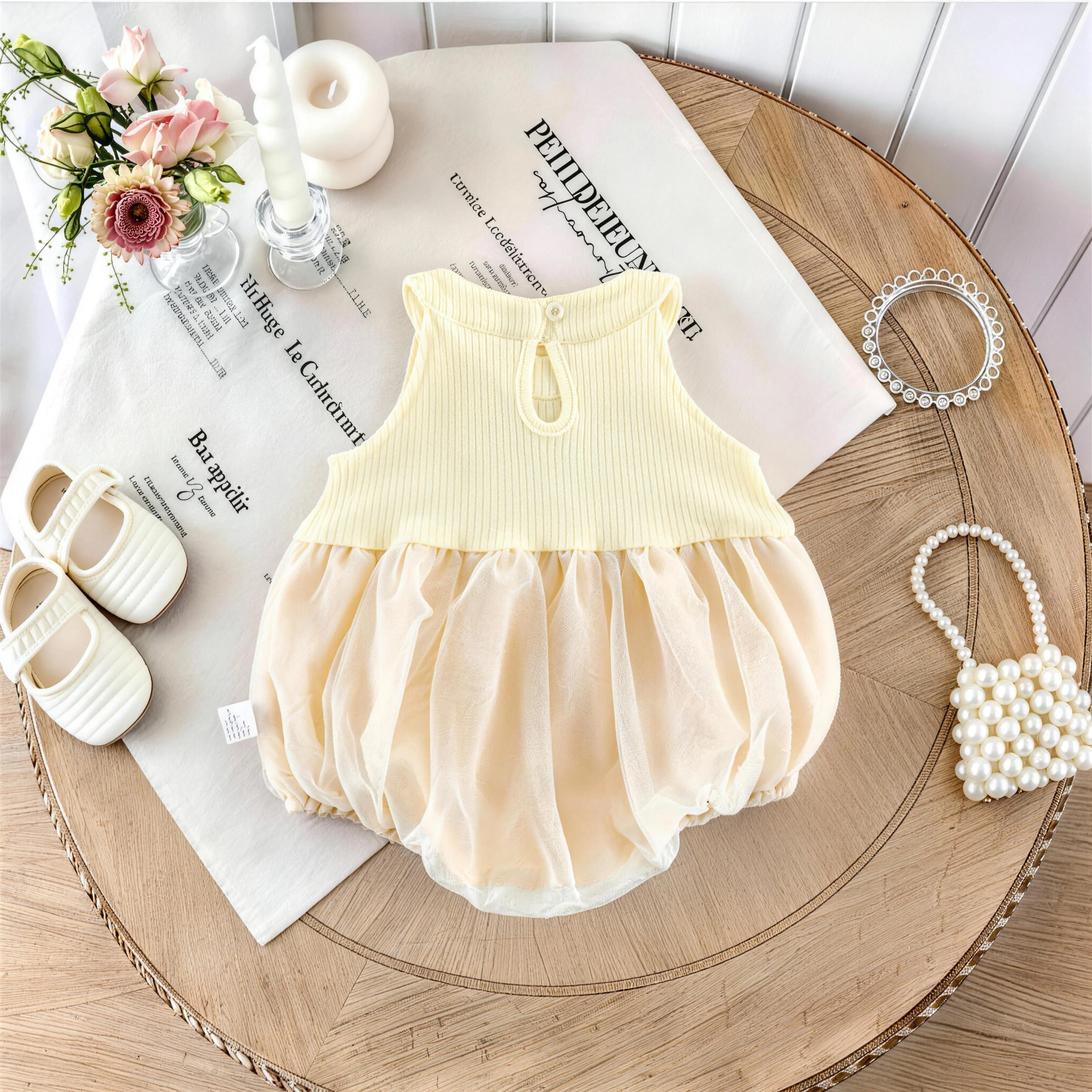 New Summer Style Flower-Neckline Knitted Cardigan for Infants, a Sweet and Fashionable Multi-Color Woven Dress for Little Girls
