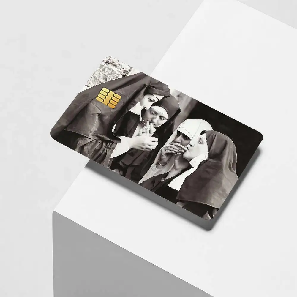Funny Smoke Nun Credit Card Decorative Card Stickers Suitable For Bank Cards Metro Transit Anti-scratch Gift 4PCS