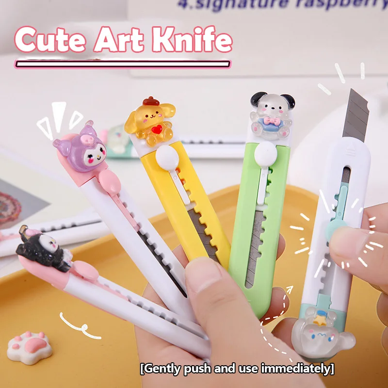 CHEN LIN 1Pcs Cute Cartoon Utility Knife Puppy rabbit Express Box Cutter Box Letter Openers Paper Cutter Student Staionery Knife