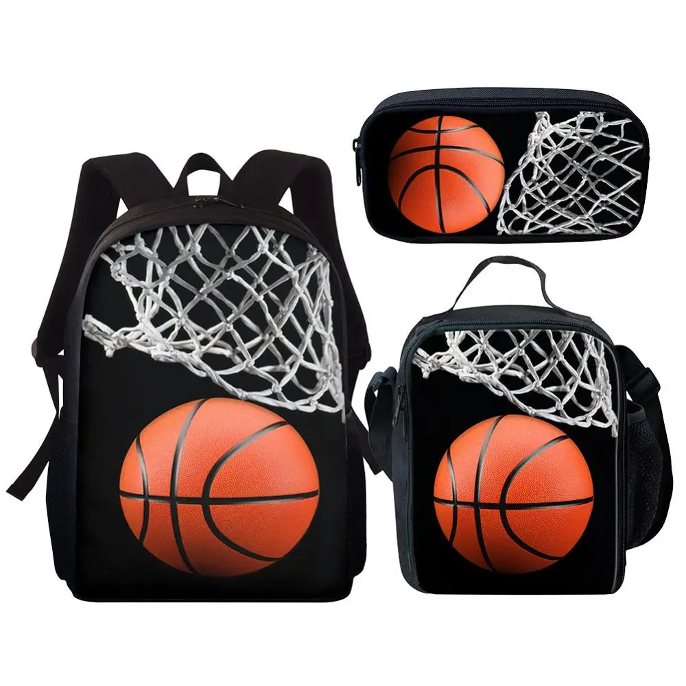 Mochila escolar con estampado 3D de baloncesto para niños y niñas, juego de mochilas para niños, mochila para libros para estudiantes