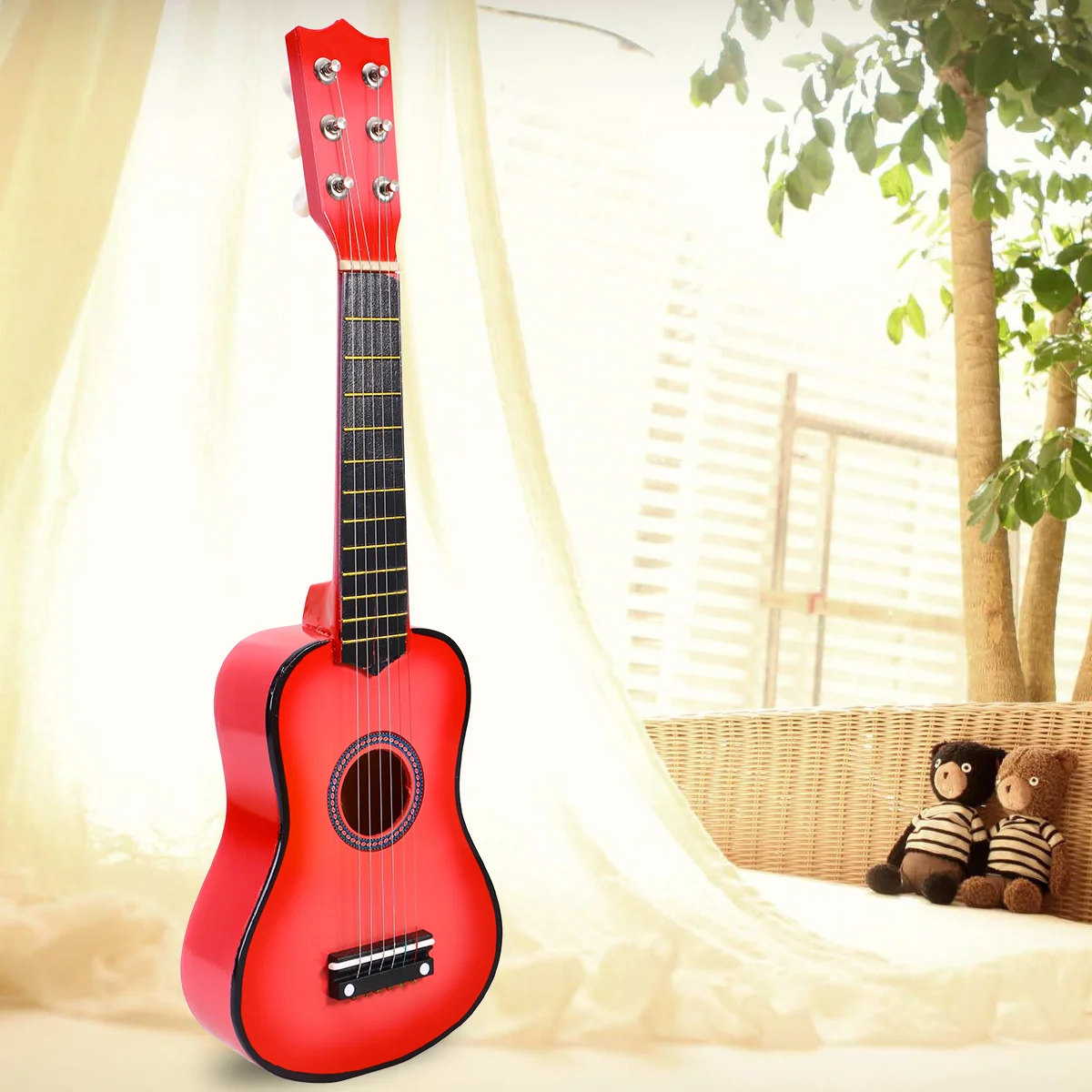 21 Inch Kids Acoustic Guitar Musical Instrument Portable Wooden Multicolor Basic Travel