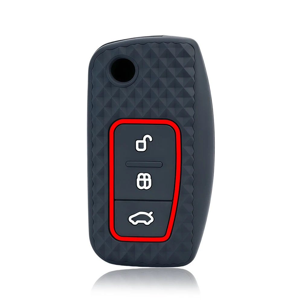 silicone car key case cover key holder for Ford Focus mk2 C Max S-MAX EcoSport Fusion Fiesta Mk7 Cowgar Mondeo 2 Mustang Mach
