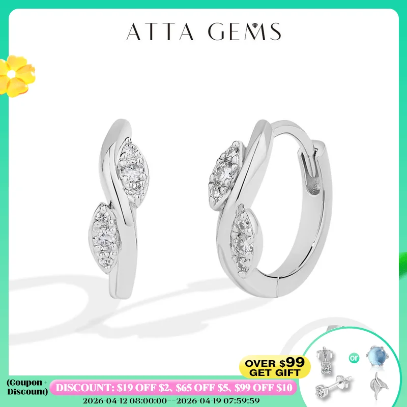 

ATTAGEM Moissanite Women Hoop Earrings DVVS1 Real 925 Sterling Silver Classic Pendants For Party Wedding Engagement Fine Jewelry