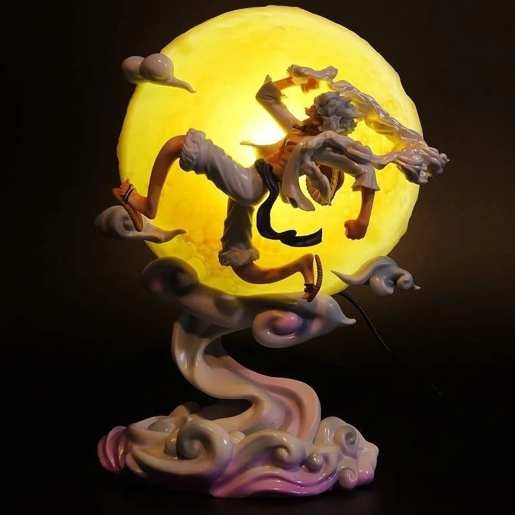 One Piece Gear 5 Nika Luffy Moon Jump Figure Glow Night Light Model Full Set Gift