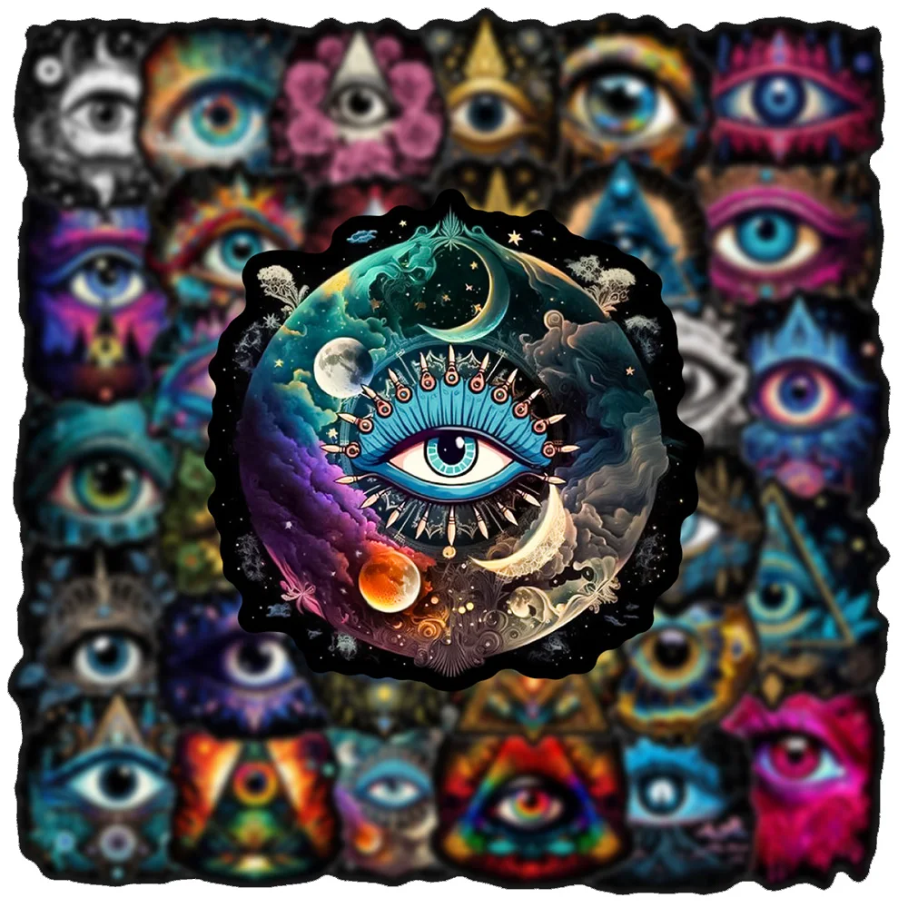 10/30/50pcs Retro Gothic God Eye Sevil Eye Stickers Horror Decals Skateboard Phone Fridge Helmet Cool Cartoon Waterproof Sticker