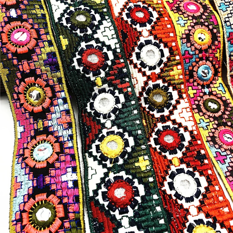 2.5 - 5.6 Cm Wide Color Retro Ethnic Style Lens Embroidery Lace Barcode Clothing Accessories Luggage Jacquard Webbing