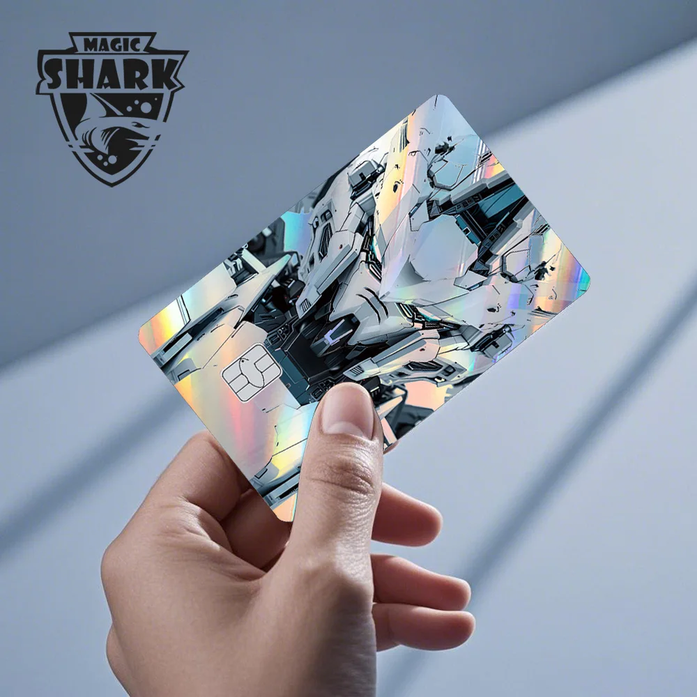 Heißer Verkauf Magic Shark Cool Gun-dams Roboter Holographische Haut Film Laser Aufkleber für Kleine Große Chip Debit Bank Kreditkarte – Detail 11