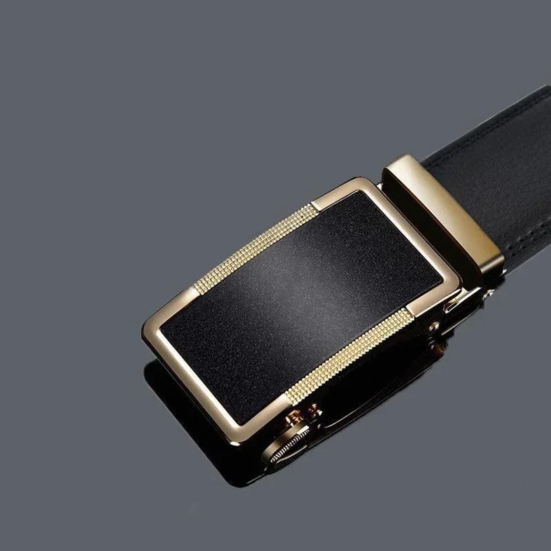 Cintura automatica per uomo d'affari, fibbia regolabile senza foro, cintura sottile in pelle per ufficio/intervista/matrimonio