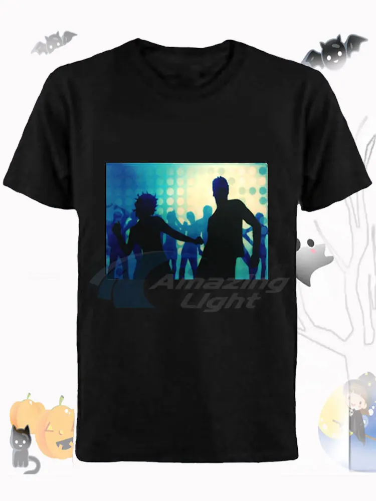 Wireless Sound Activated LED Panel Sensor Module T-Shirts Backpacks For Raves Parties Music Activated Flashing Equalizer T-Shirt