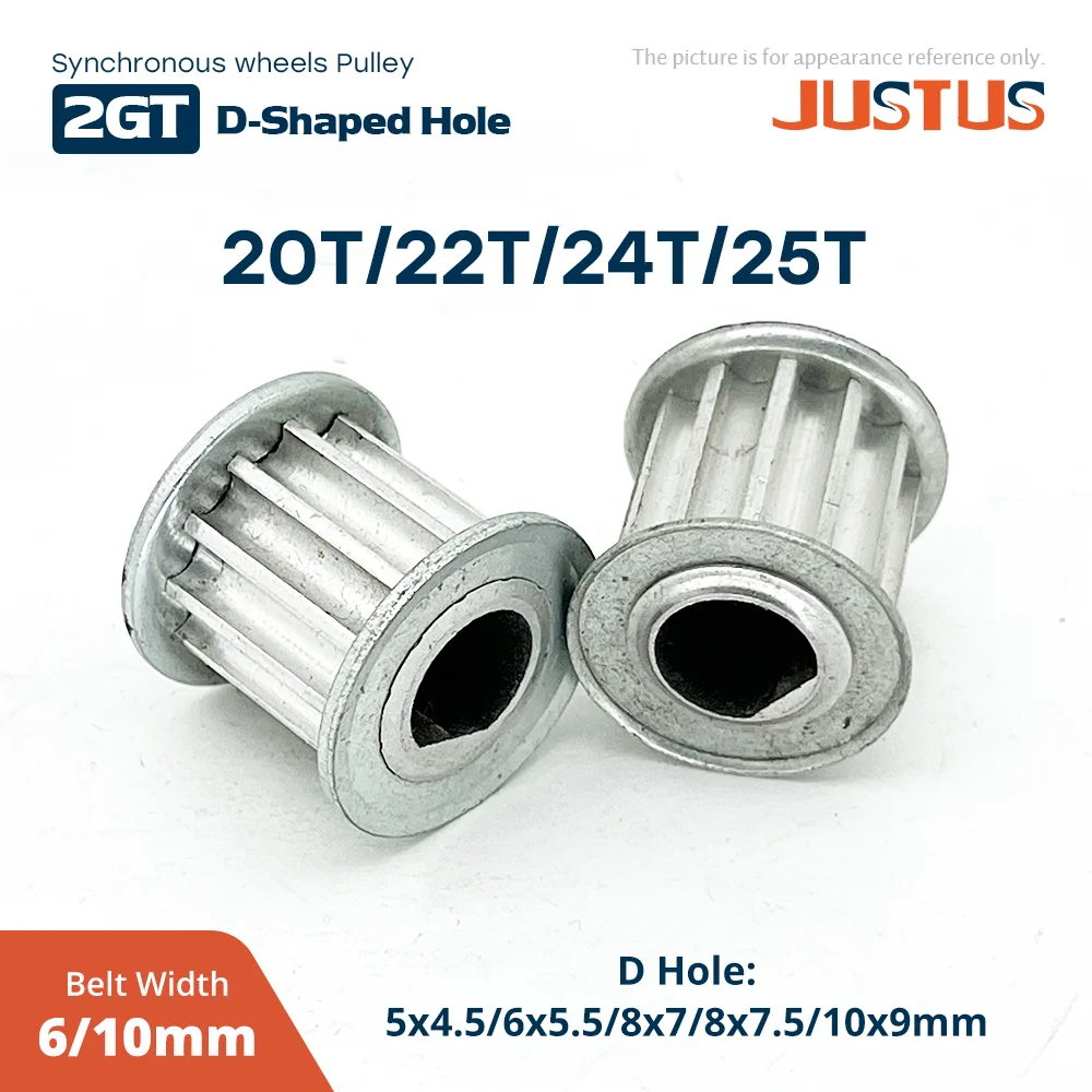 

20/22/24/25 Teeth 2GT Timing Pulley D Hole 5x4.5 - 8x7.5mm High Torque Synchronous Pulley GT2 Timing Belt width 6/10mm
