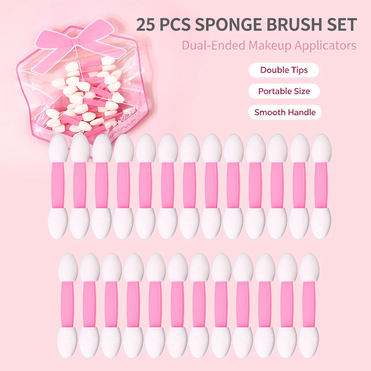 25Pcs Sponge Eye Makeup Brushes,Portable Double Sided Sponge,for Eyeshadow Application, Eye Makeup Tool for Daily