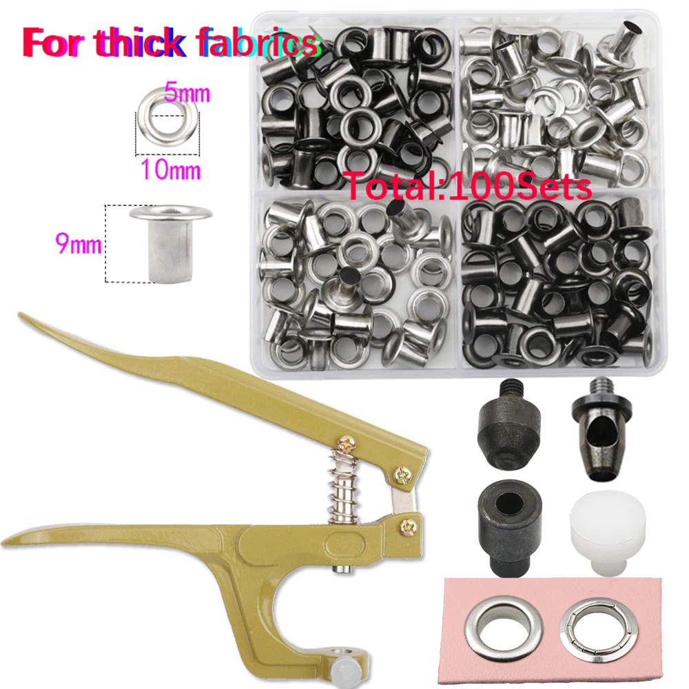 5 mm/8 mm Messing-Ösen für dicken Stoff mit multifunktionaler Zange, Tülle-Set, Ledergürtel, Papieröse, Werkzeug und Zubehör