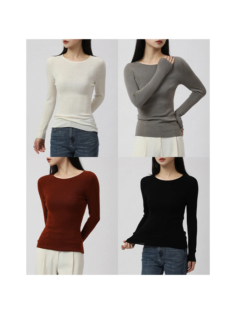 

Masjm New Yuzhou Yarn 48-Strand Fine Spun Wool Base irt round Ne Slim Вязаный свитер 64044 Женский модный осенний длинный ...