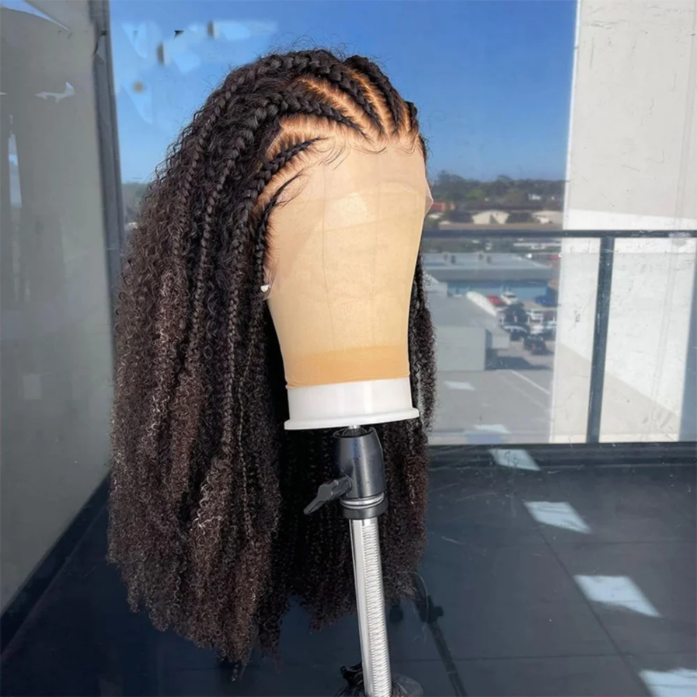 

180 Плотность Черный Мягкий 26-дюймовый Длинный Кудрявый Парик Фронта Шнурка Для Женщин Детские Волосы Преувеличенные Термостойкие Синтетические Бесклеевые