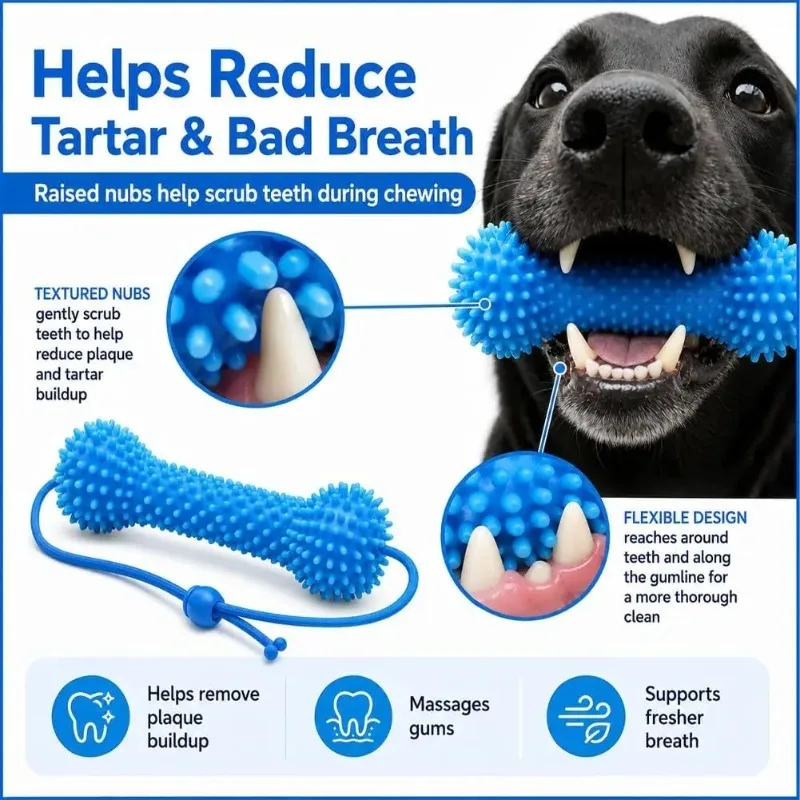 Soft Rubber Dog Toothbrushes Dog Chew Stick Toy 360 Degree Teeth Cleaning Toothpaste Interactive Puppy Toys for Large Small Dogs