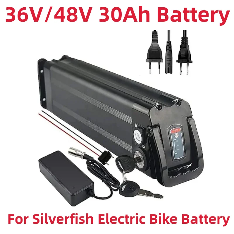 E-bike 36V/48V Battery 30Ah For Silverfish Electric Bike Battery 1000W 750W 36V Lithium ion Bicycle Battery Pack with Charger