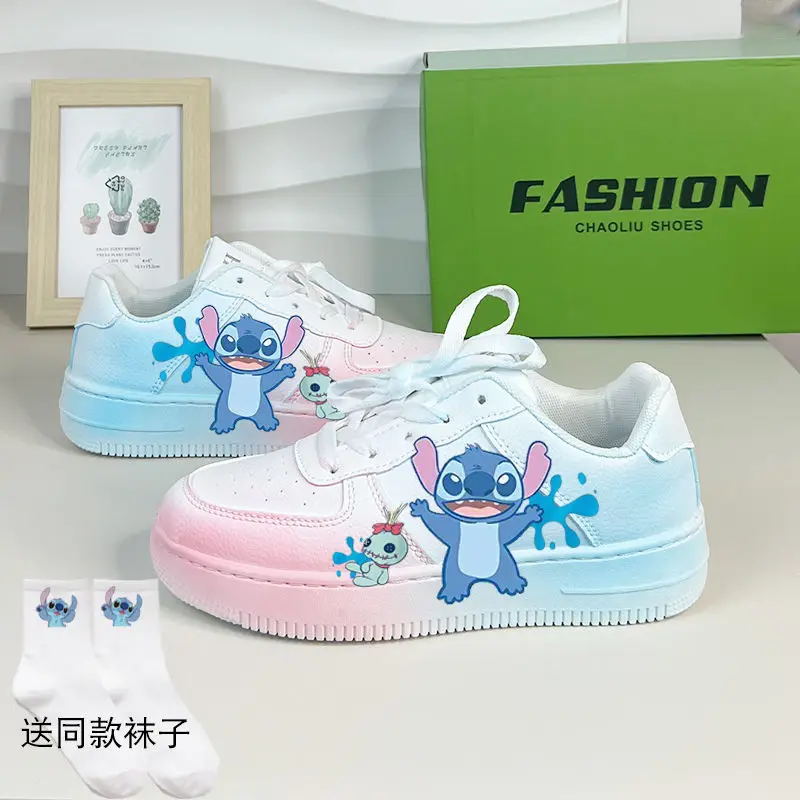 Stitch Basket Shoes coppia Sneakers Casual bianche Anime Lilo & Stitch scarpe sportive Disney scarpe da Tennis scarpe per bambini taglia 35-44