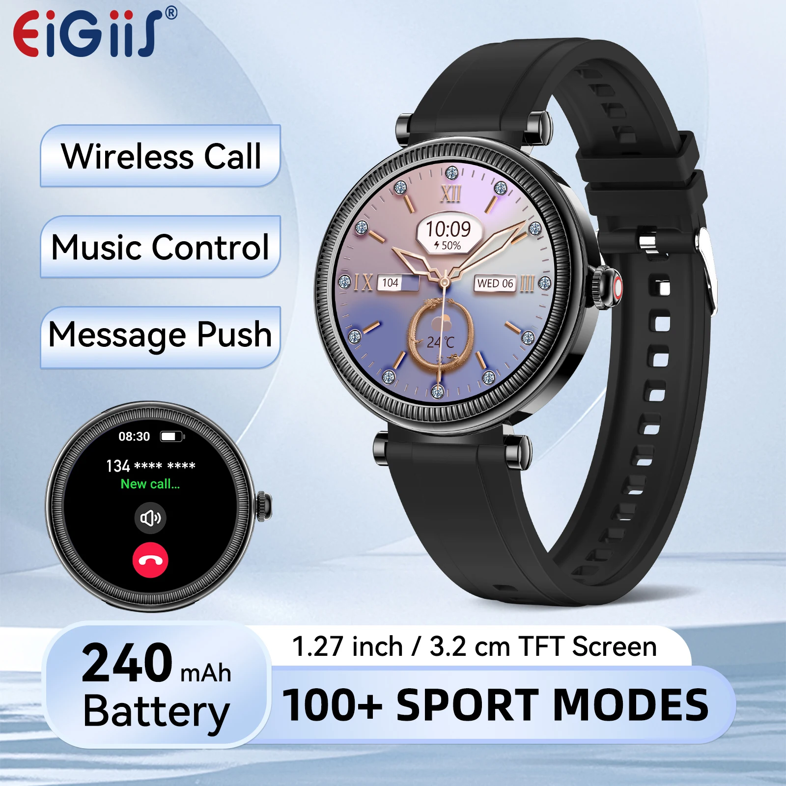 

EIGIIS 2025 Smart Watch for Women 1.27” HD Touch Screen Fitness Watch 100+ Sports Modes Activity Heart Rate SpO2 Sleep Monitor