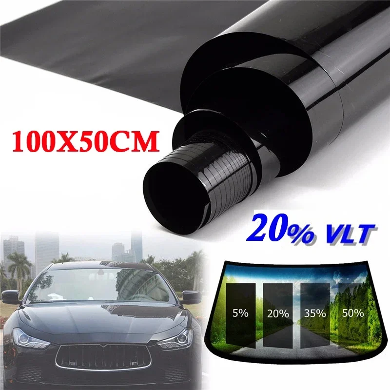 VLT 20 Tint Film Privacy Roll Sticker Uncut 50*100cm Anti UV Window Black Dark Glass Heat Protector Home Solar