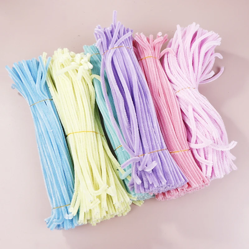 100Pcs Chenille Stem Pipe Kids DIY Creative Toys Chenille Sticks Cleaners Kindergarten Educational Handmade Material Plush Strip