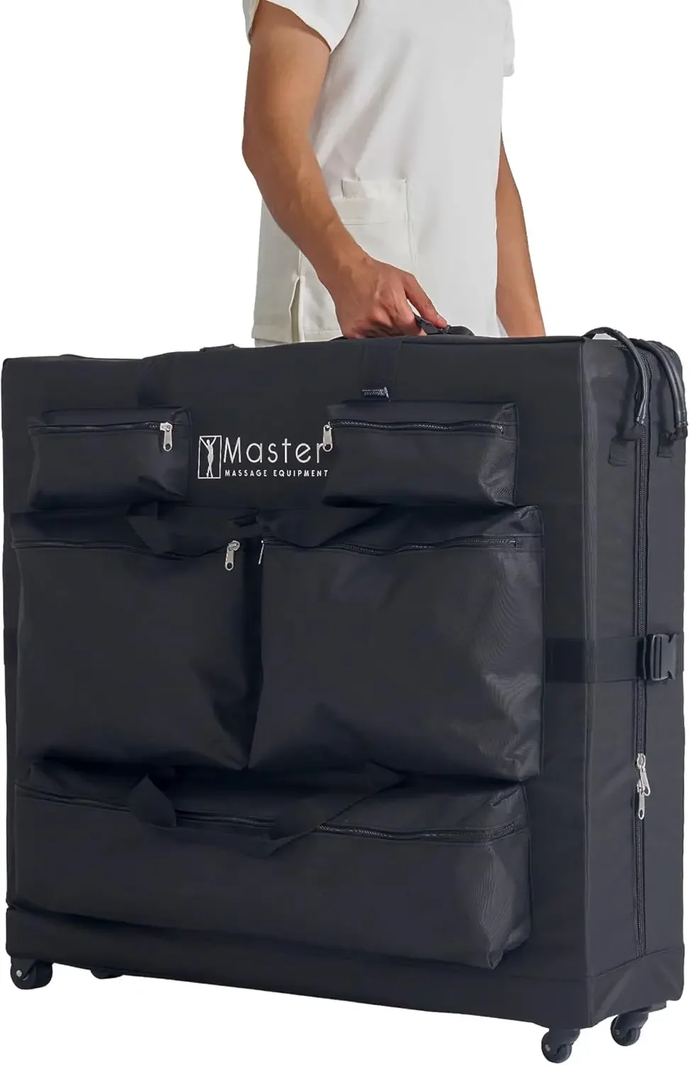 Luggage Style Wheeled Massage Table Carrying Case 27” to 32” Width Folding Massage Table- Black