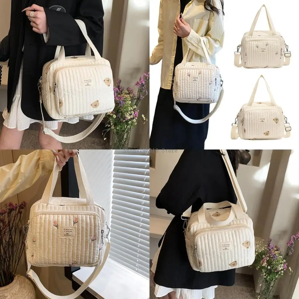 

Embroidered Diaper Bag for Moms Multifunctional Bag with Multiple Compartment