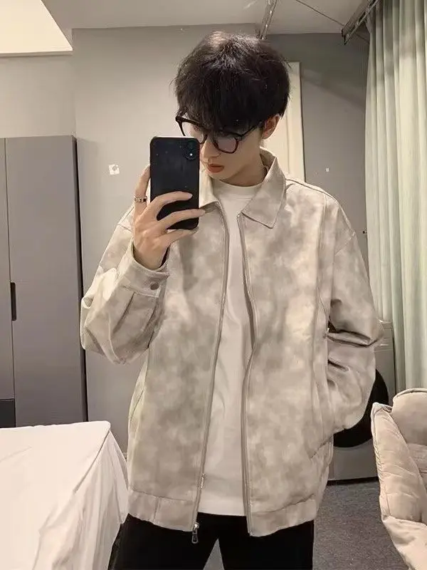 

Кожаный джет в американском стиле ретро с принтом тай-дай для мужчин, крутой уличный мотоцикл Jaet Cleanfit, бейсбольный orm ex