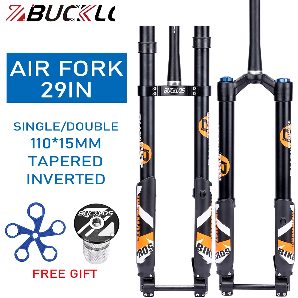 

BUCKLOS Downhill Bike Fork 15*110mm Mountain Bicycle Fork Air Suspension Bicycle Inverted Forks Thru Axle AM DH Forks