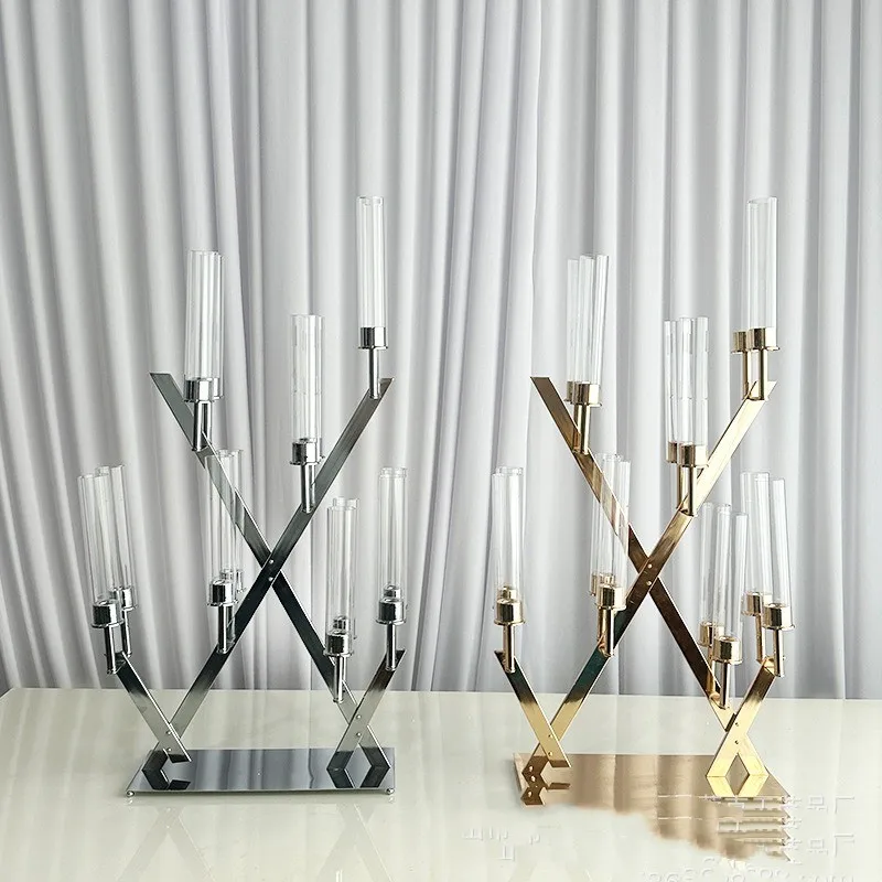 10 Stück 14-Kopf-Kerzenhalter aus Metall, Tischdekoration, Säulenständer, Partyvase, DIY-Dekoration – Detail 3