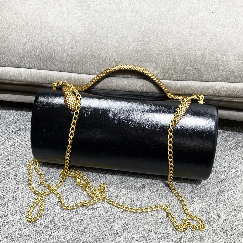 

Вечерние клатчи в круглой коробке для женщин, роскошные дизайнерские сумки, кошельки, 2026, новинка из искусственной кожи, в форме змеи, с металлической ручкой, цепочкой на плечо