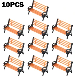 10pcs 1:87 Park Bench Chair Model Dollhouse Miniature Bench Settee Scene Layout Furniture Toys Park Chair