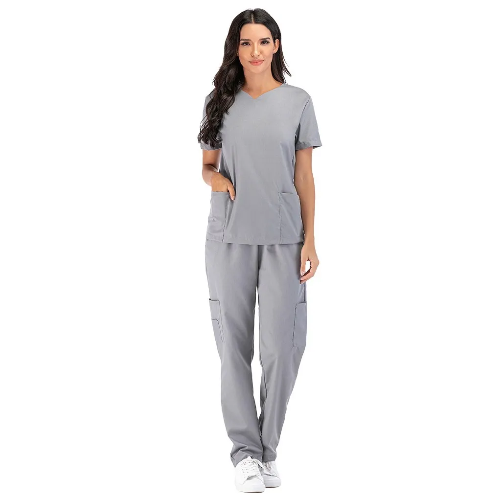 Medical Scrub Tops And Bottoms Hospital Set Doctors Nurses Clothes Dental Clinic Pet Workwear Suits Scrubs Sets