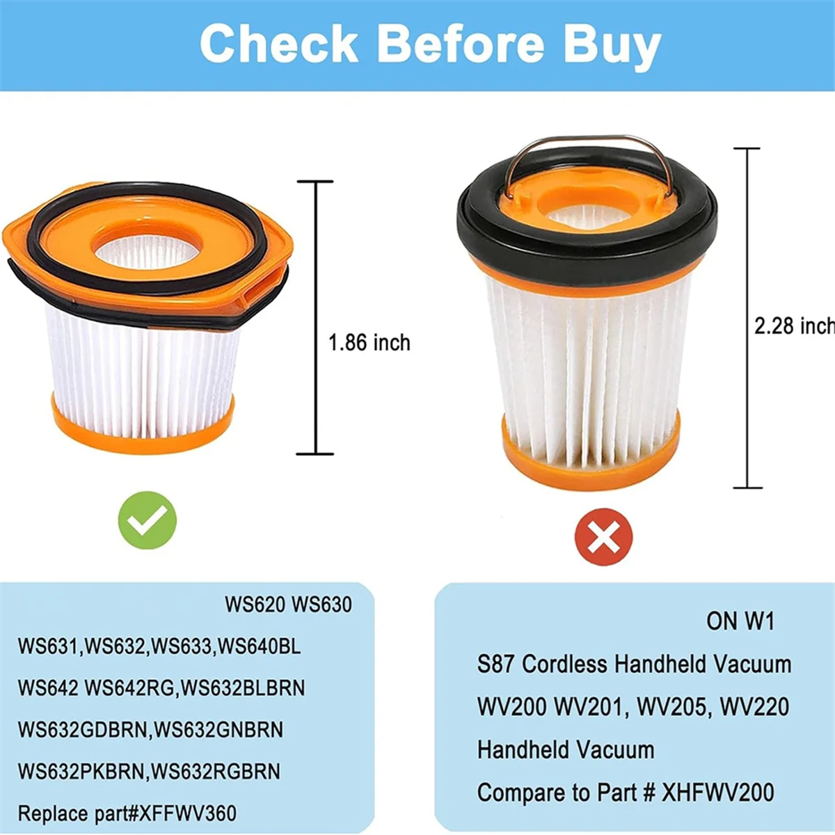 FNJK-8 Pack сменный вакуумный фильтр для Shark WS620 WS632 WS630, совместимый с системой Shark Wandvac WS633