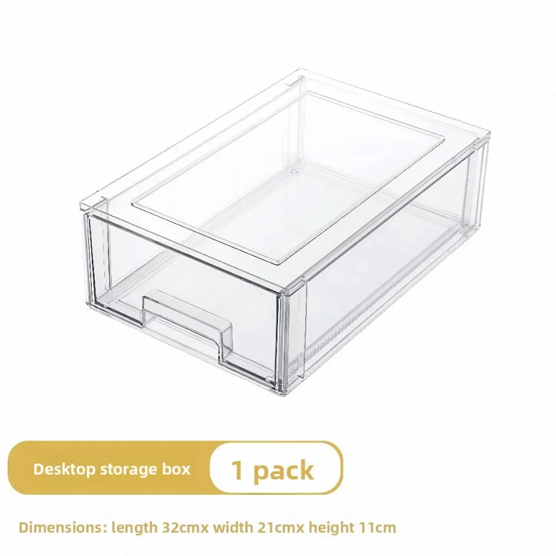 

1 transparent stackable drawer-style desktop makeup and miscellaneous storage box suitable for office and home use