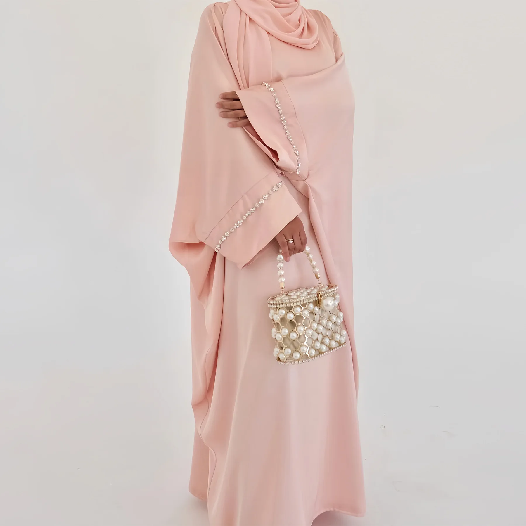 

Butterfly Kaftan Abaya Dress for Women, Diamonds Decorations, Party Muslim Caftan, Hijabi Dubai Islamic Clothing, Ramadan Eid