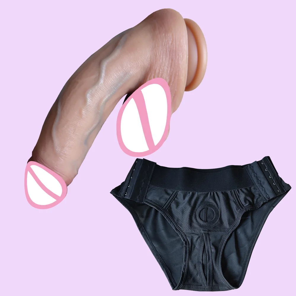 YUESHE Realistic Silicone Huge Dildo Sex Toy Unisex Wearable Briefs Simulation Penis Underwear for Women And Men