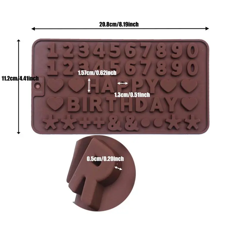 Valentine\'s Day Chocolate Mold Cake Decorating Tools Alphabet Capital Letters Number Symbols Silicone Mold