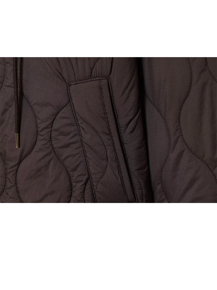 

HH Woman Winter Long Sleeves Drawstring Pocket Decoration Zipper Hooded Cotton Clothes Female Casual Street Style Cotton Jacket