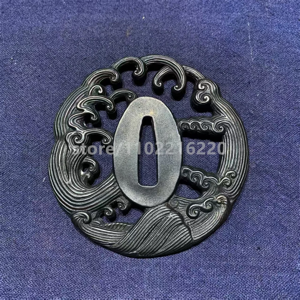 Nice Carving Stainless Steel Tsuba Handguard Fuchi Kashira Brass Feather Menuki For Japanese Japan Samurai Katana Sword Fittings