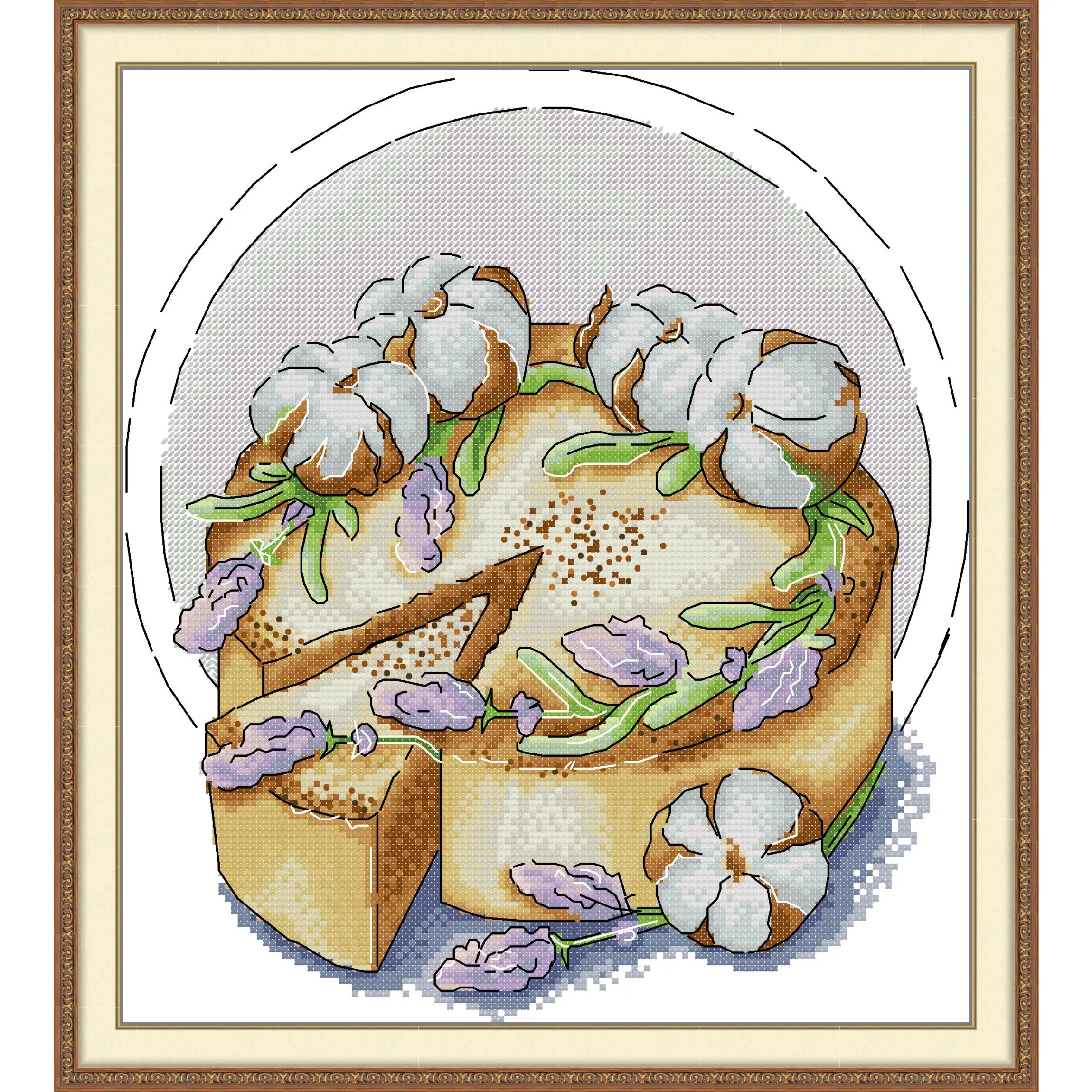 

Набор для вышивания крестиком Soulgift News с предварительно нанесенным рисунком, ткань Аида с нанесенным узором и нитками DMC, набор для вышивания - Фруктовый торт