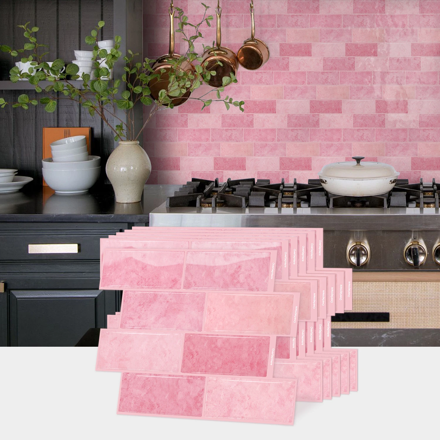 

Pink gradient self-adhesive waterproof decorative sticker suitable for kitchen and bathroom wall stickers