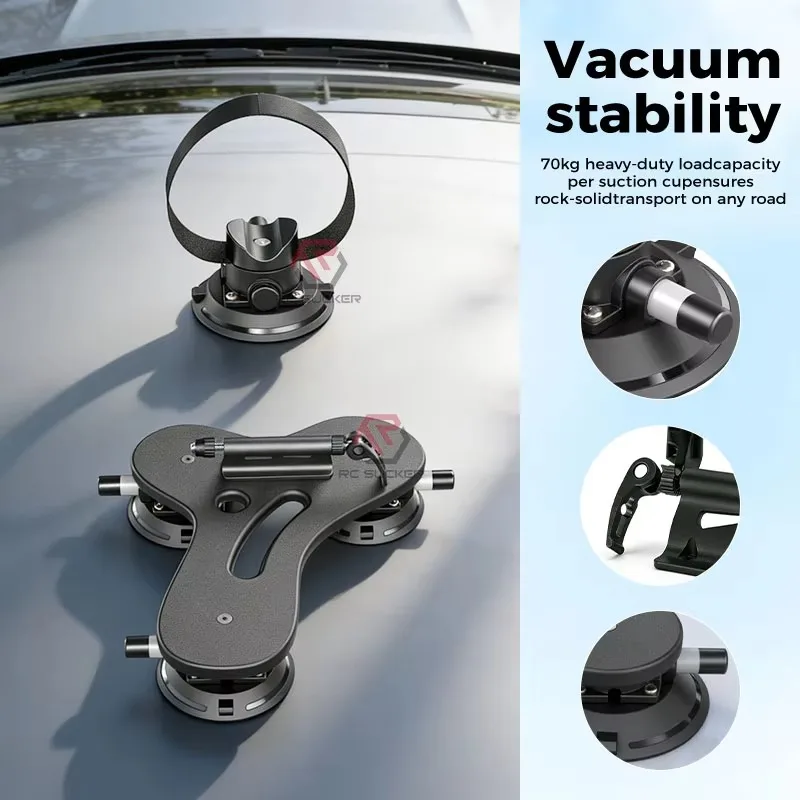 6inch Vacuum Suction Cup Bike Carrier 300lbs Load Roof Top Rack Portable Bicycle Transport Mount for SUV Sedan