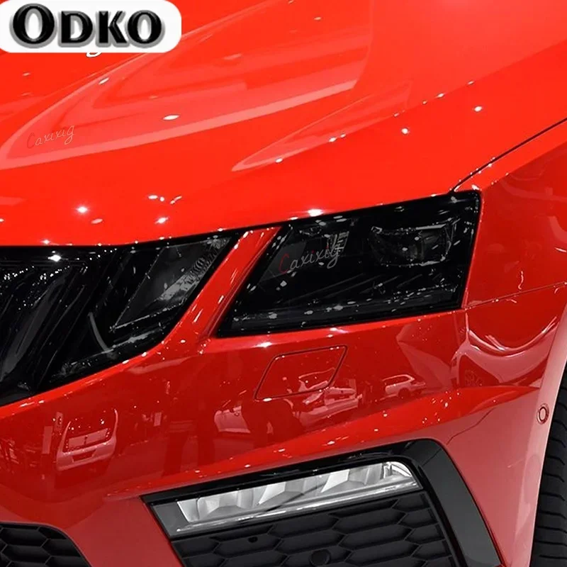 Car Headlight Protective Film Headlamp Restoration Transparent Black TPU Sticker For Skoda Octavia 2017 2018 2019 Accessories