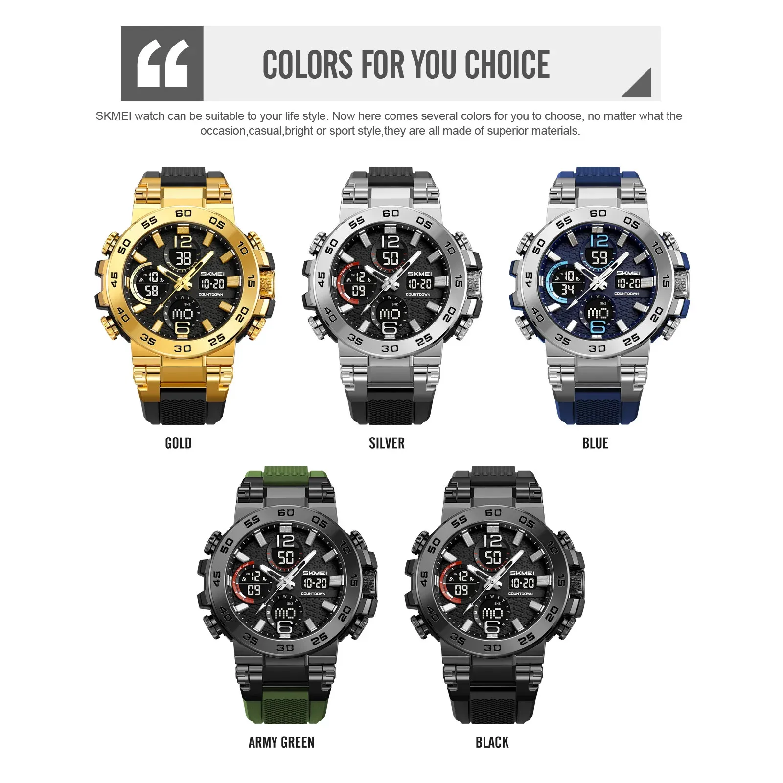 ساعات سيليكون رقمية عصرية بإضاءة LED مقاومة للماء SKMEI 2499 شاشة رياضية