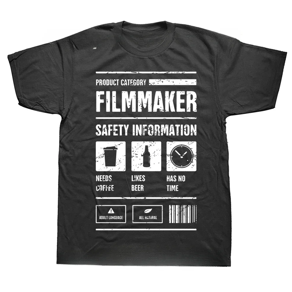 Summer Graphic Cotton Streetwear Short Sleeve Film Maker Camera Gifts T-shirt Mens Clothing Filmmaker Safety Information T Shirt