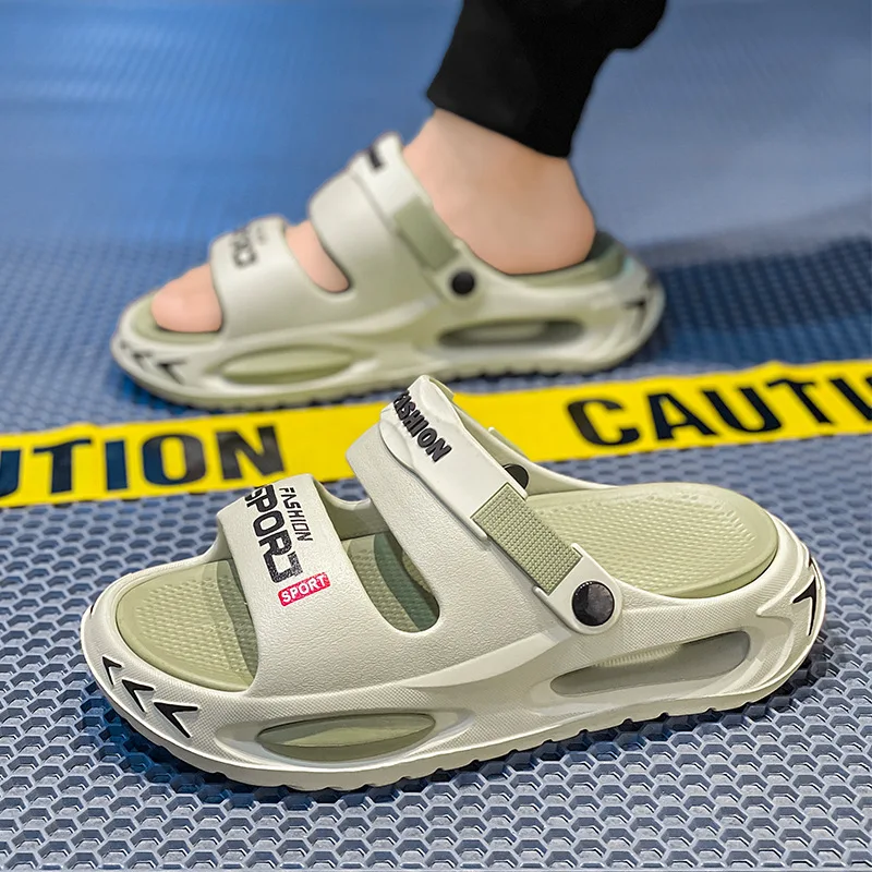 

Мужские летние уличные нескользящие повседневные сандалии для вождения и спорта, пляжные, дышащие, из ЭВА, на плоской подошве, однотонные