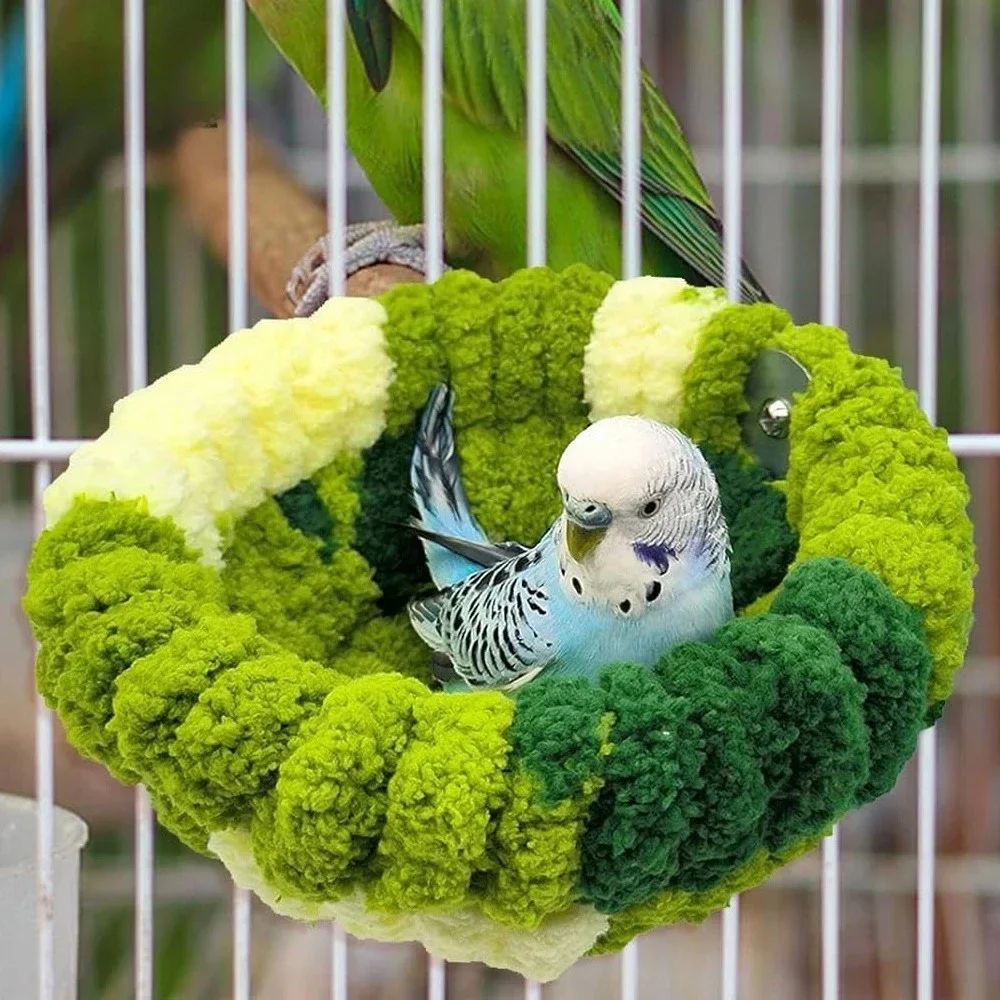 Herbst Winter Warme Gemütliche Vogel Nest Plüsch Papagei Runde Schlafen Bett Haus Spielzeug für Kleine Tier Haustier Vogel Papagei Käfig Zubehör