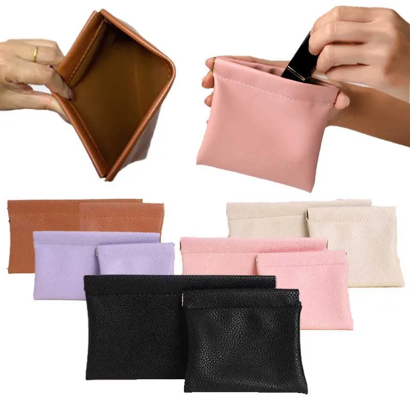 Модная автоматическая закрывающаяся сумка для хранения шрапнели из искусственной кожи, кабель для наушников, губная помада, ювелирные изделия, портативная мини-водонепроницаемая сумка для хранения