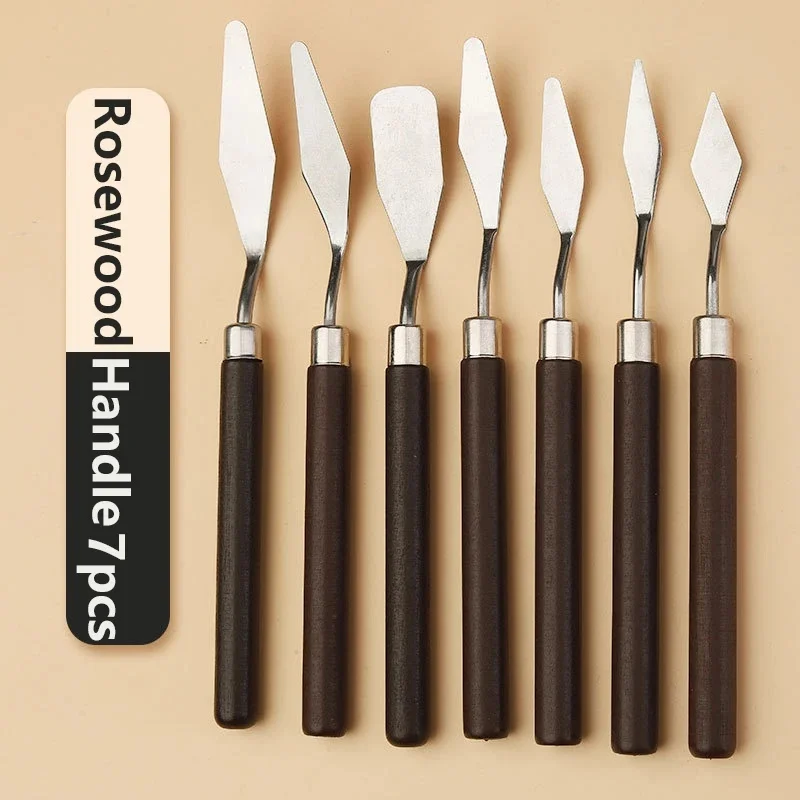 7 PCS Palette Knife Set for Painting - Stainless Steel Spatulas for Acrylic, Oil, Mixing & Canvas Texturing, Essential Art Tool