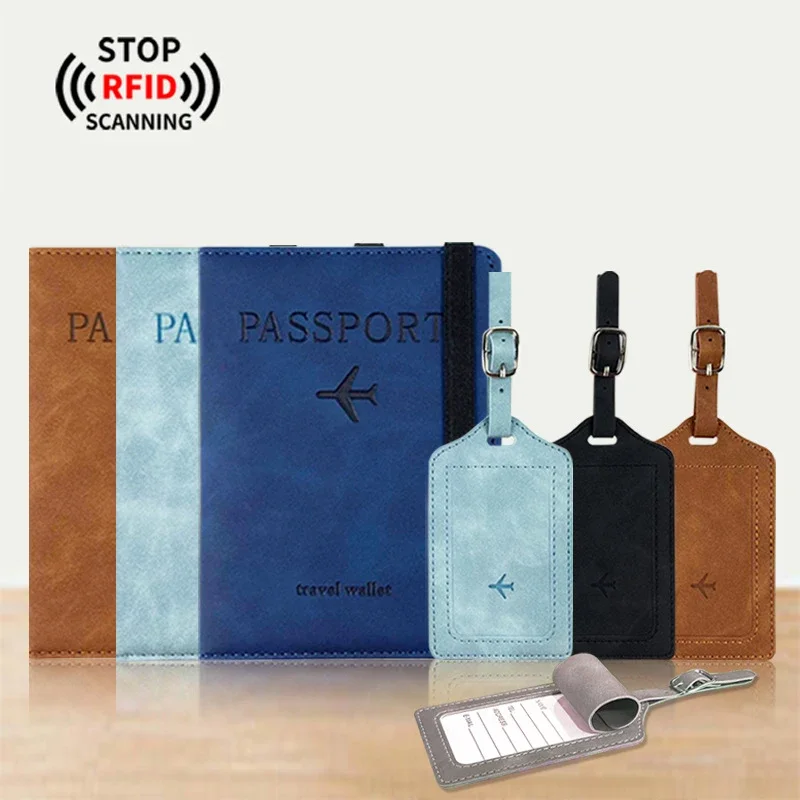 Rfid Blocking Protection Cover for Travel, Passaporte e Credit Holder, PU Leather Case, Business Ticket Protective Accessories, Homens e Mulheres